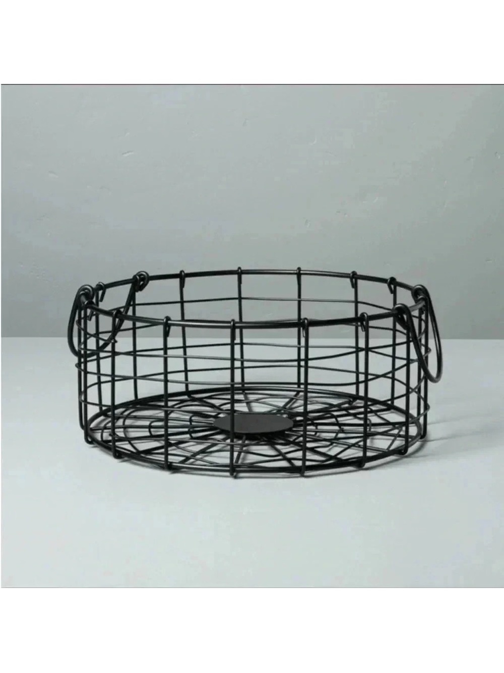 NWT Small Round Wire Metal Storage Basket with Handles Black - Hearth & Hand